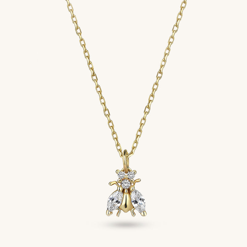 14k Gold Bee Pendant Necklace 