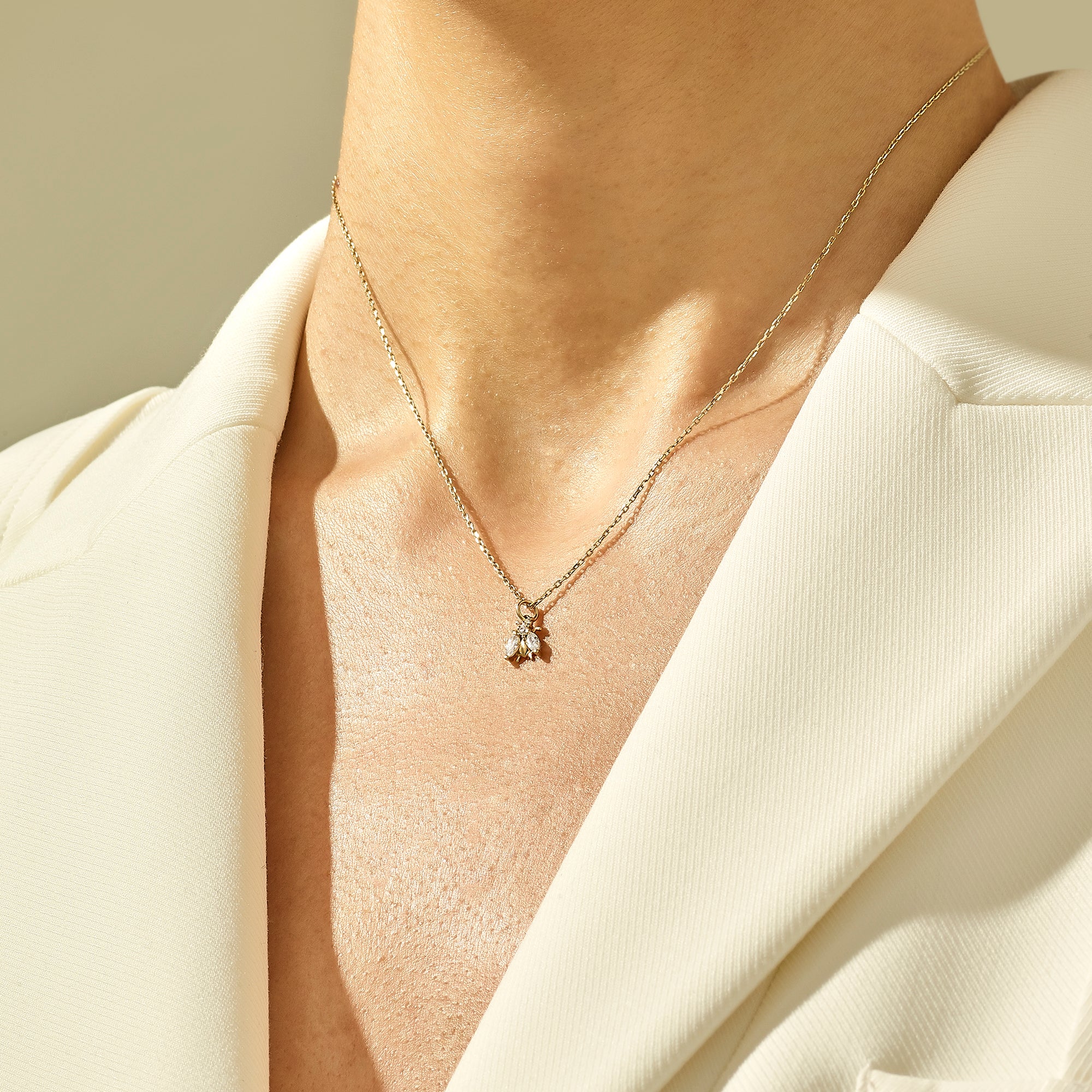 Women's Bee Pendant Necklace in 14k Real Yellow Gold
