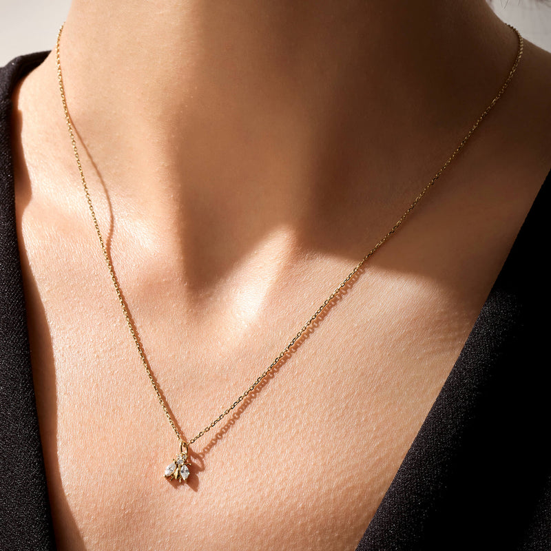 14k Solid Gold Bee Pendant Necklace for Women