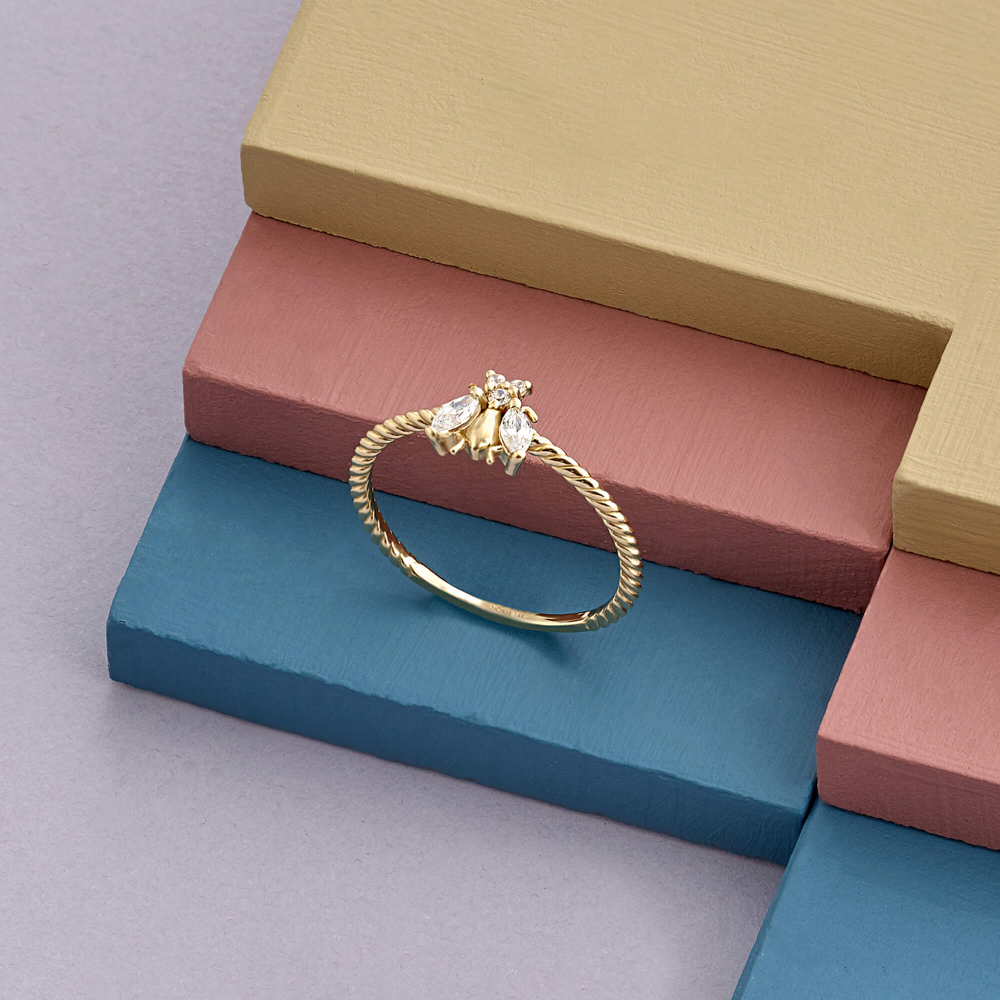 Minimalist Bee Ring in 14k Solid Gold