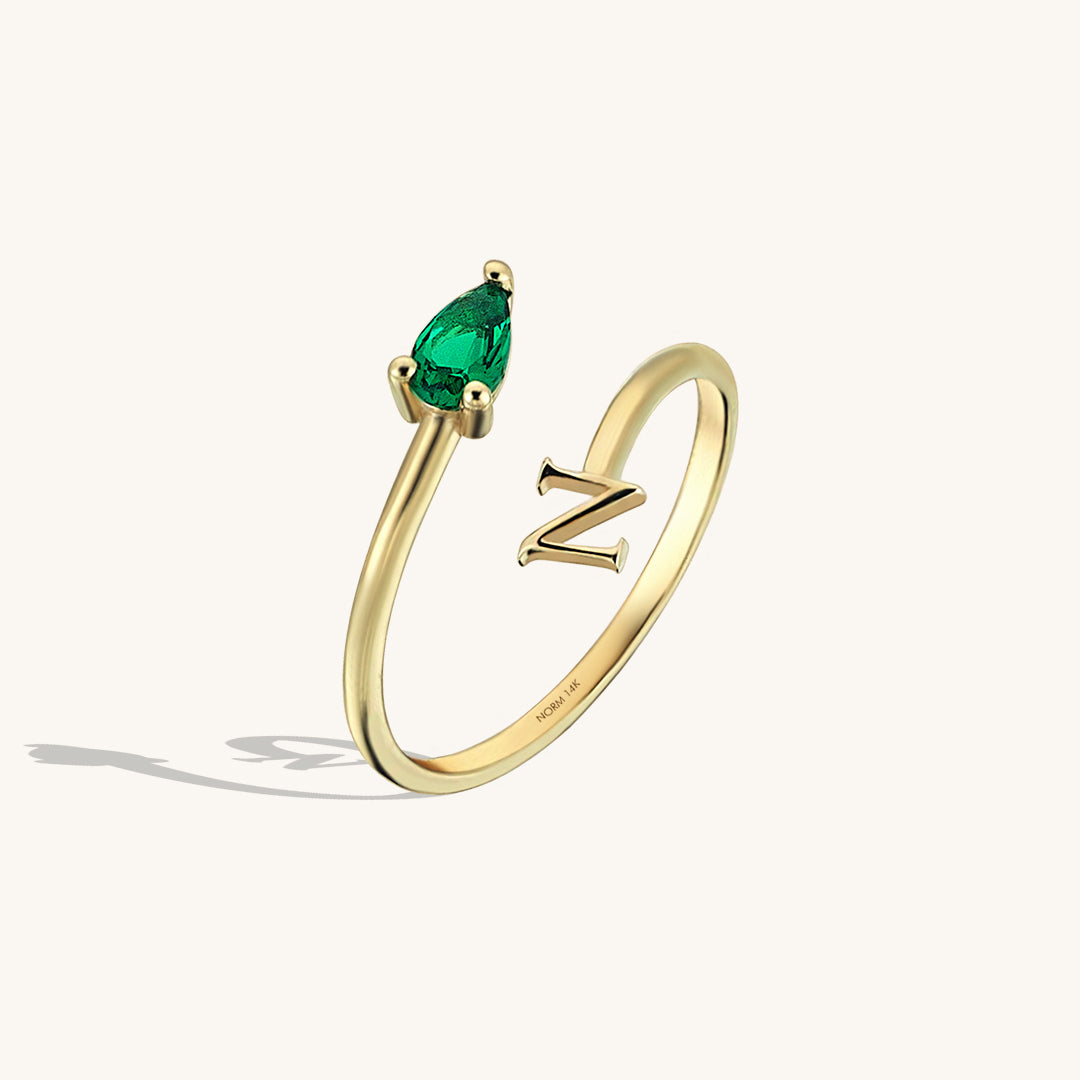Personalized Birthstone Ring in 14k Solid Gold