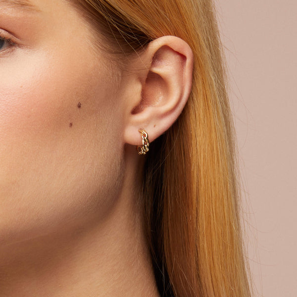 Women's Bold Chain Hoop Earrings in 14k Yellow Solid Gold