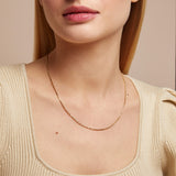 Box Chain necklace in 14k Solid Yellow Gold for Women