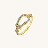 Women's 14k Solid Yellow Gold Buckle Ring on Twisted Band
