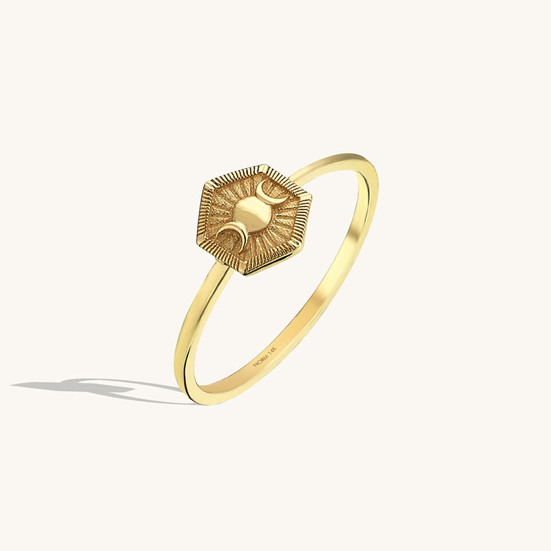 Celestial Stacking Ring in 14k Real Yellow Gold
