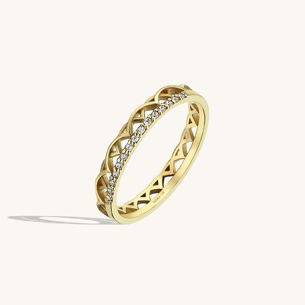 Women's Celtic Wedding Band Ring in14k Solid Gold
