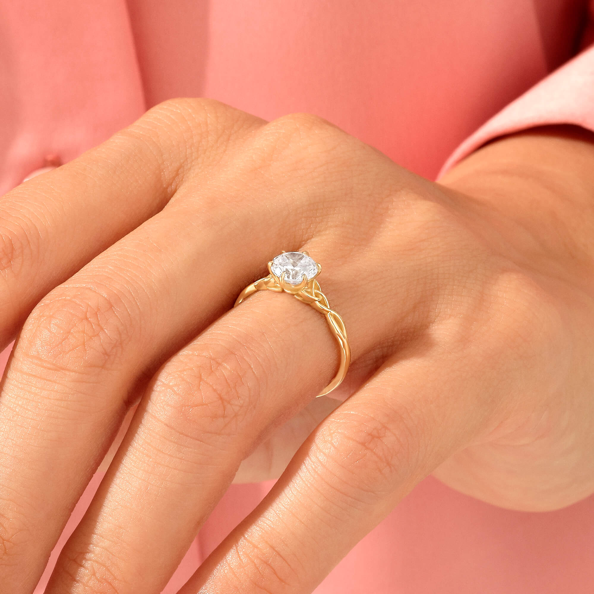 14k Real Gold Celtic Knot Engagement Ring