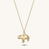 14k Solid Gold Elephant Pendant Necklace