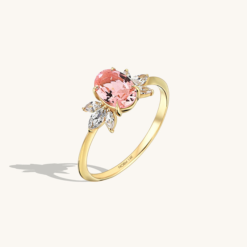 Champagne Sapphire Flower Ring in 14k Solid Gold