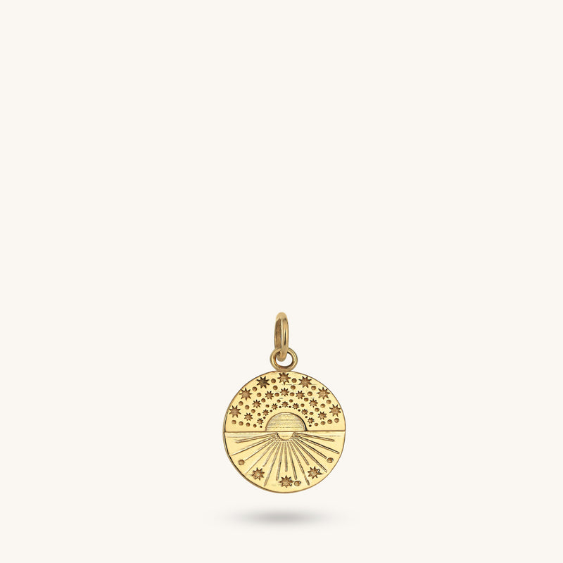 Circle Sunshine Pendant in 14k Solid Gold