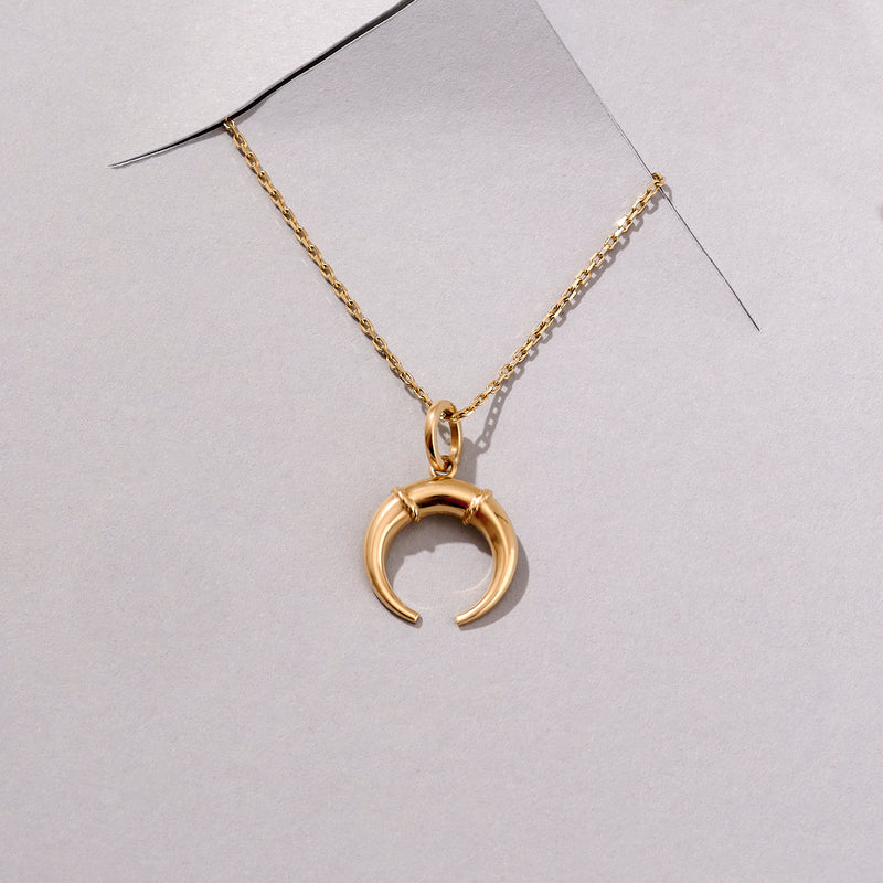 14k Solid Gold Crescent Pendant for Women