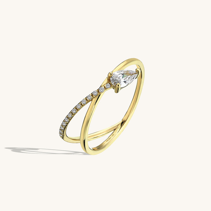 Criss Cross Ring in 14k Solid Yellow Gold
