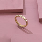 14k Solid Yellow Gold Croissant Dome Band Ring 