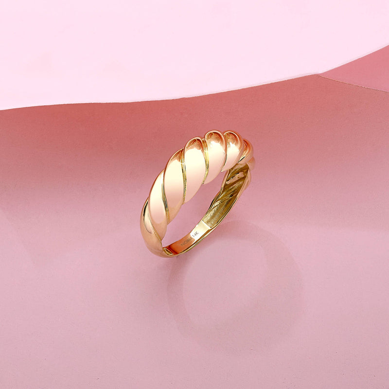 Croissant Chunky Ring in 14k Solid Yellow Gold