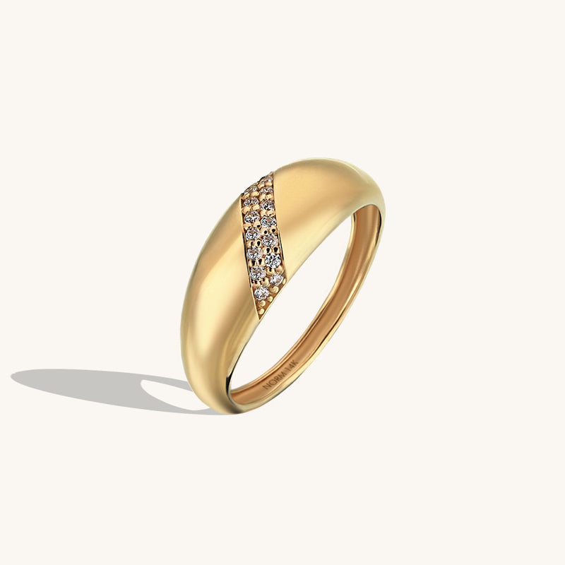 Cross Pave Dome Ring in 14k Solid Gold