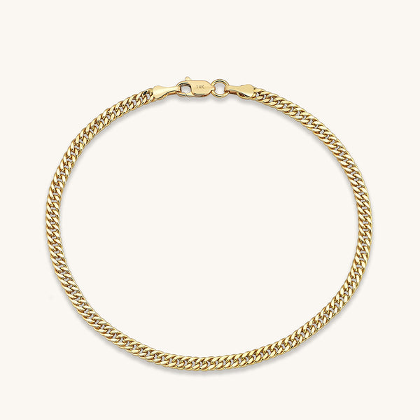 Women's Cuban Links Chain Bracelet in 14k Solid Gold