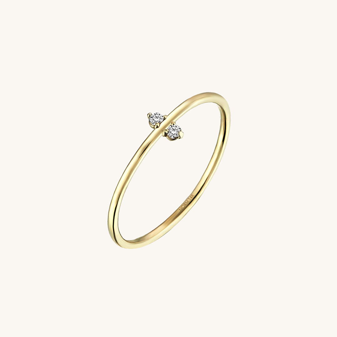 Tiny Duo Stackable Ring in 14k Real Yellow Gold