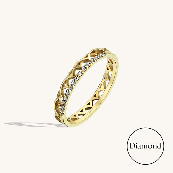 14k Gold Diamond Celtic Band Ring