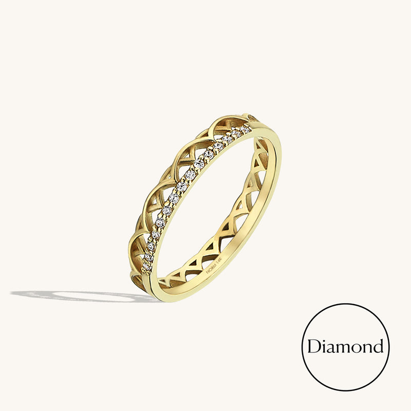 14k Gold Diamond Celtic Band Ring