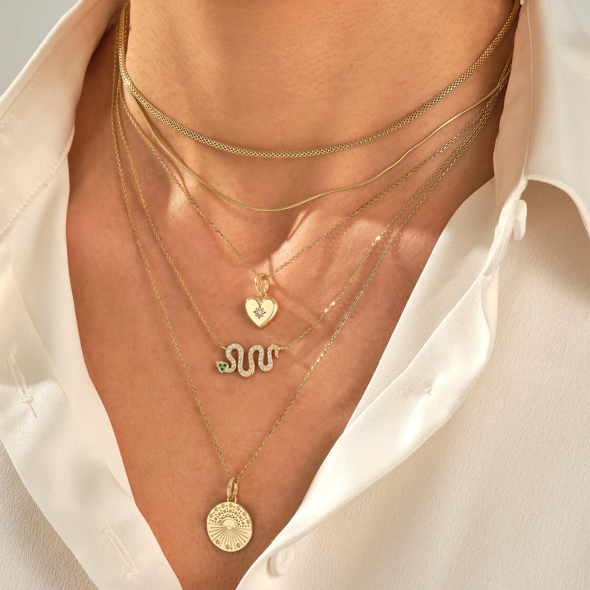 Mini Diamond Hearth Love Charm Pendant in 14k Gold
