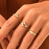 Women's Stackable 0.20ct Diamond Leaf Ring in 14k Solid Gold