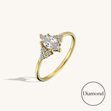 0.50 ctw Marquise Cut Diamond Ring in 14k Real Gold