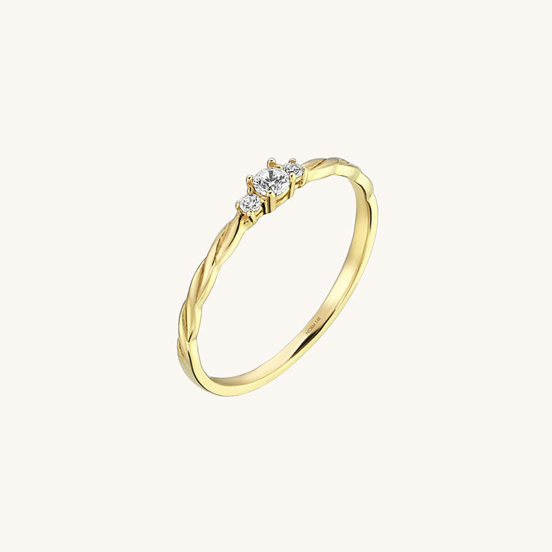 Diamond Minimal Twisted Solitaire Ring in Gold