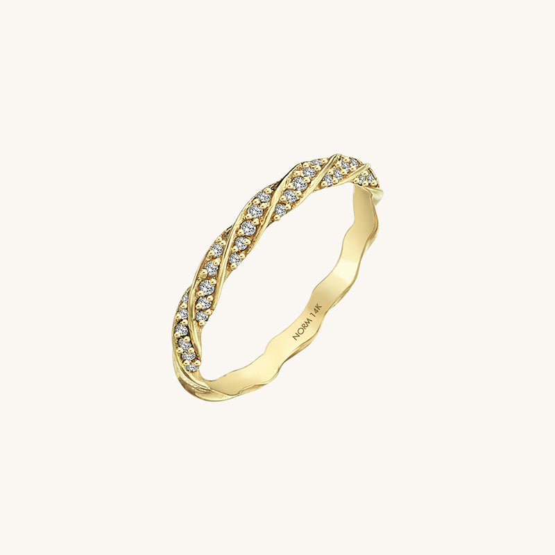 14k Gold, 0.23 ctw Diamond Paved Twisted Half Eternity Ring