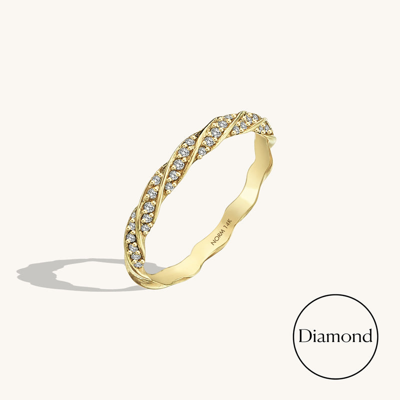 0.23 ctw Diamond Paved Twisted Half Eternity Ring in 14k Real Gold