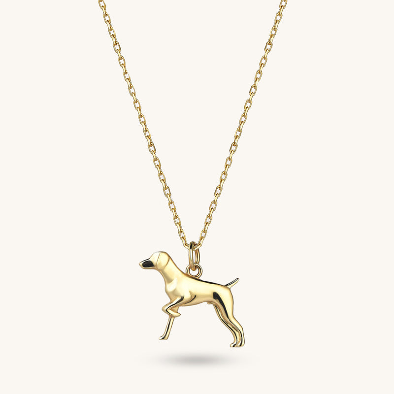 14k Solid Gold Dog Pendant Necklace