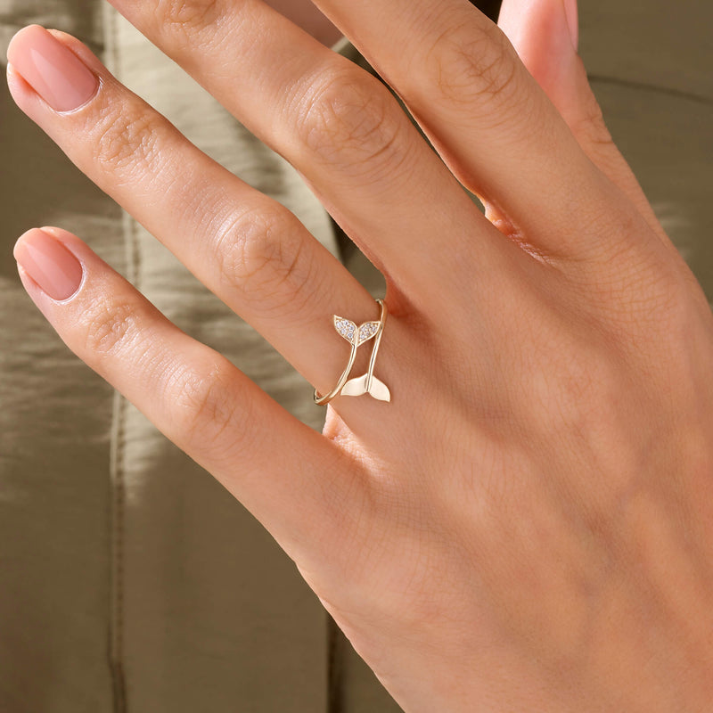 Women's Dolphin Ring in 14k Real Yellow Gold