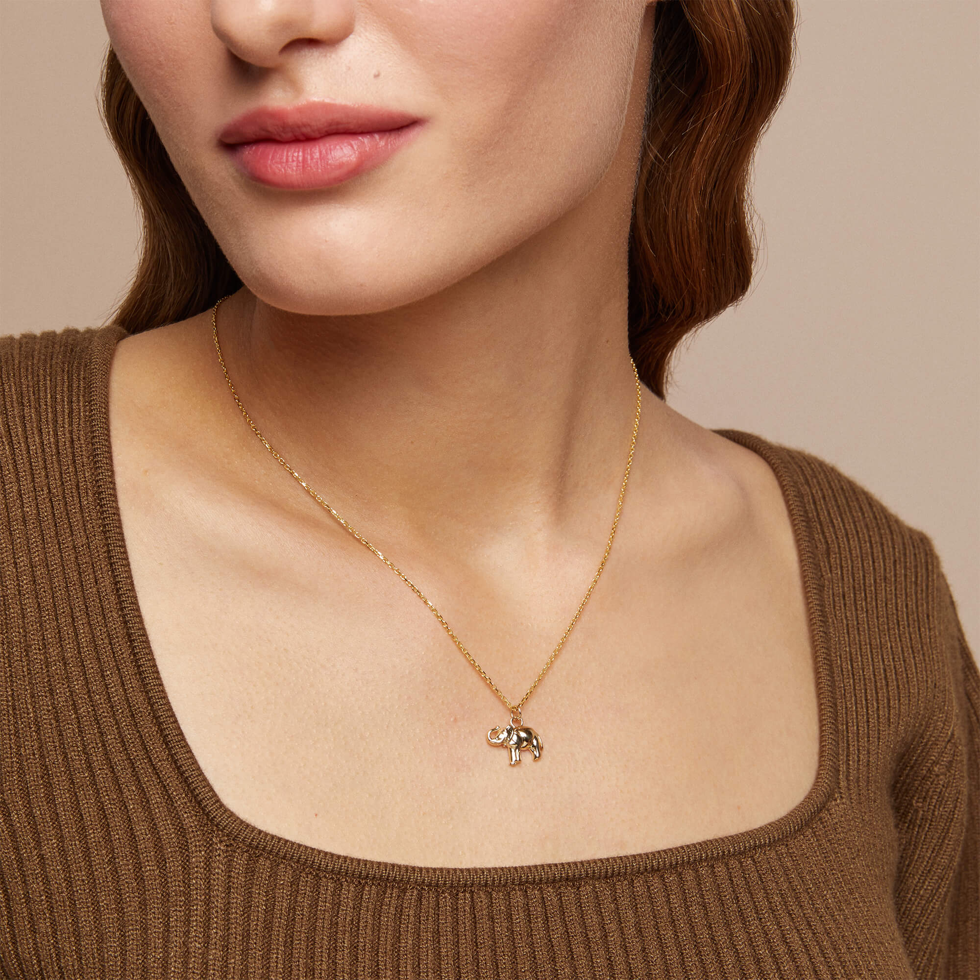 Elephant Pendant in 14k Solid Yellow Gold
