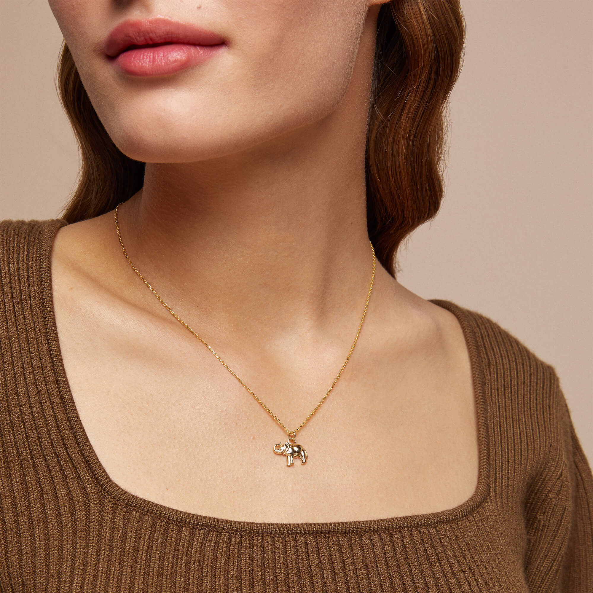 Tiny Elephant Pendant in 14k Solid Yellow Gold
