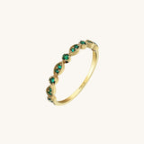 Emerald Art Deco Stacking Ring in 14k Solid Yellow Gold
