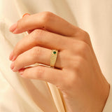 Women's Emerald Byzantine Ring in 14k Real Yellow Gold