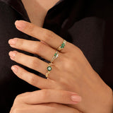 14k Gold Emerald Cluster Bold Band Ring for Women