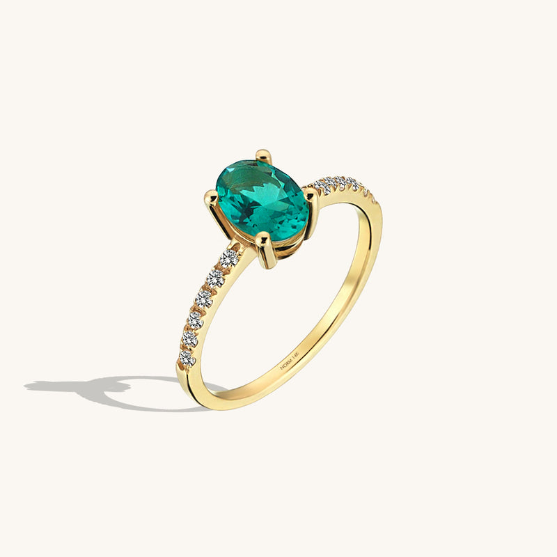 Emerald Oval Solitaire Ring in Gold