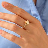 14k Solid Yellow Gold Beauty and the Beast Enchanted Rose Ring