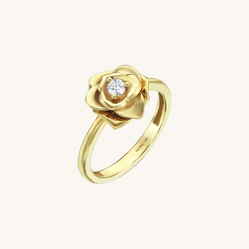 Belle Enchanted Rose Ring in 14k Solid Gold