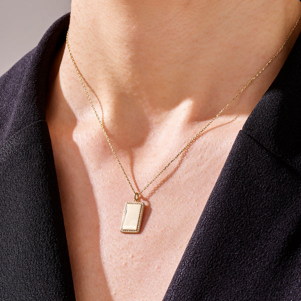 14k Solid Gold Engravable Pendant Necklace for Women