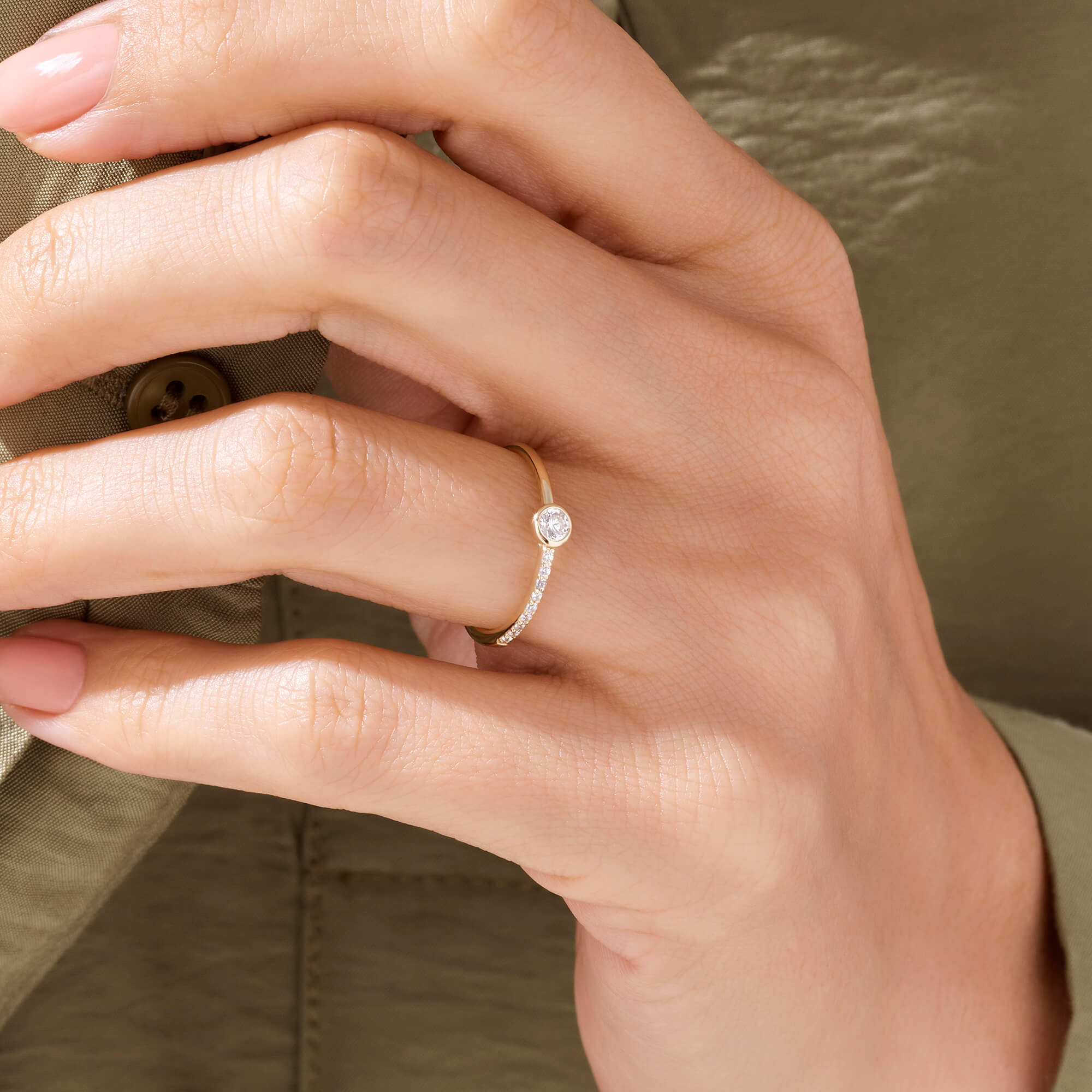 Dainty Eternity Solitaire Ring in 14k Real Gold