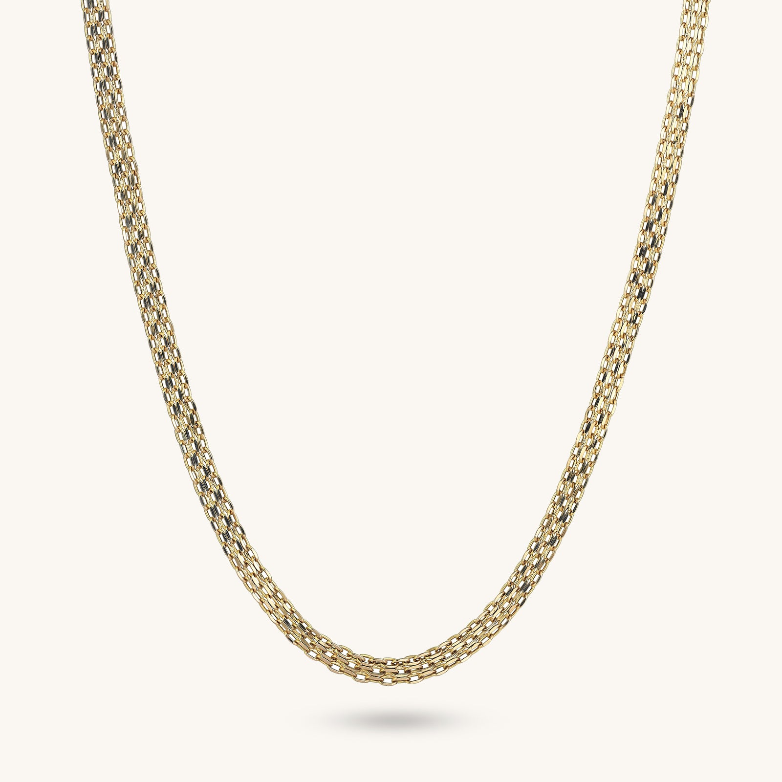 Yellow Gold Box Chain Necklace 16 1/4