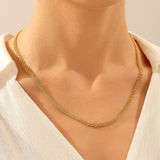 14k Solid Gold Flat Chain Necklace for Women