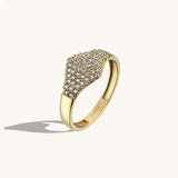 Women's Flat Pave Signet Ring in 14k Solid Gold