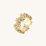 Bold Floral Band Ring in 14k Solid Gold