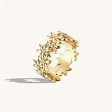 Bold Flower Band Ring in 14k Solid Gold