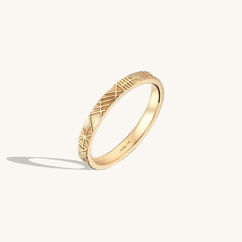 Women's Geometric Band Ring in 14k Real Gold
