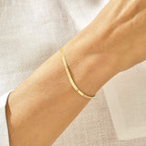 14k Real Gold Herringbone Chain Bracelet for Women