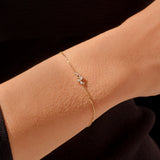 14k Real Yellow Gold Cluster Bracelet for Women
