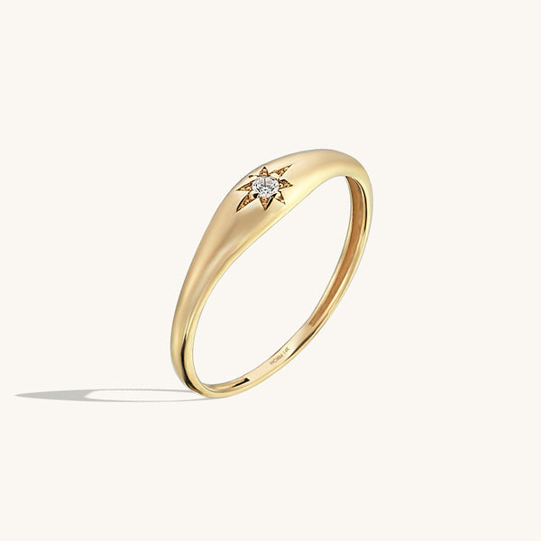 Women's Iconic Star Signet Ring in 14k Solid Gold